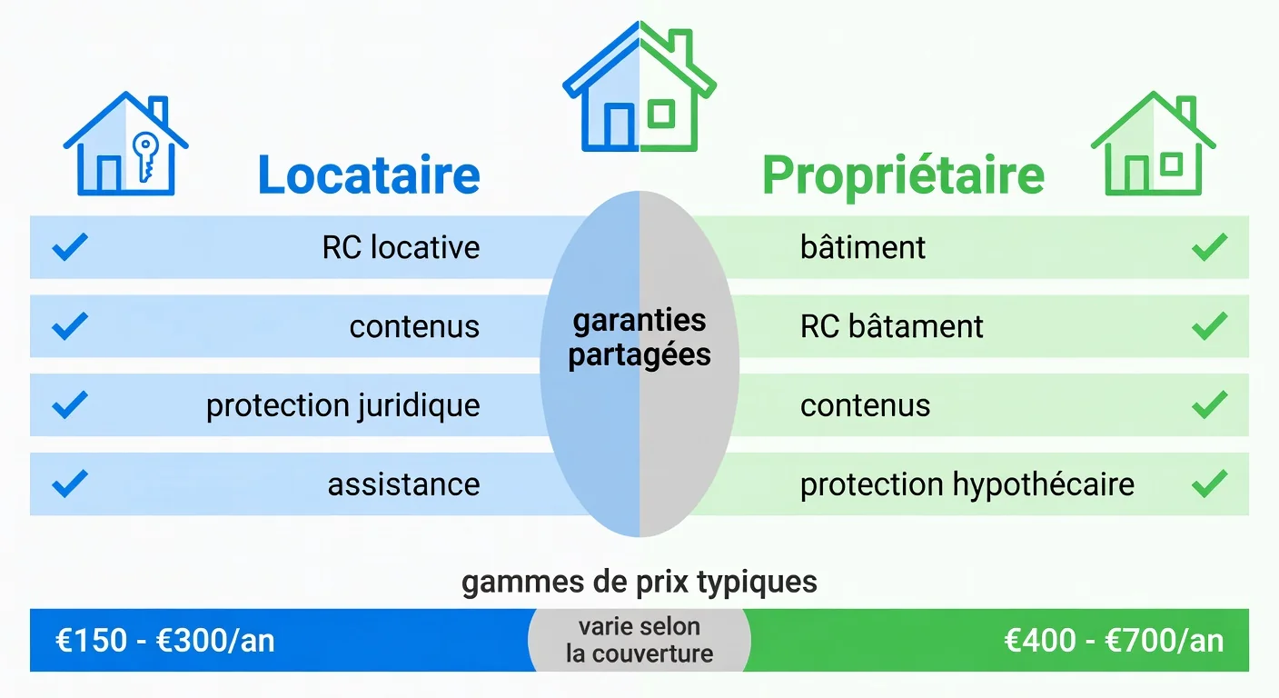 Infographie : comparaison assurance habitation locataire versus proprietaire